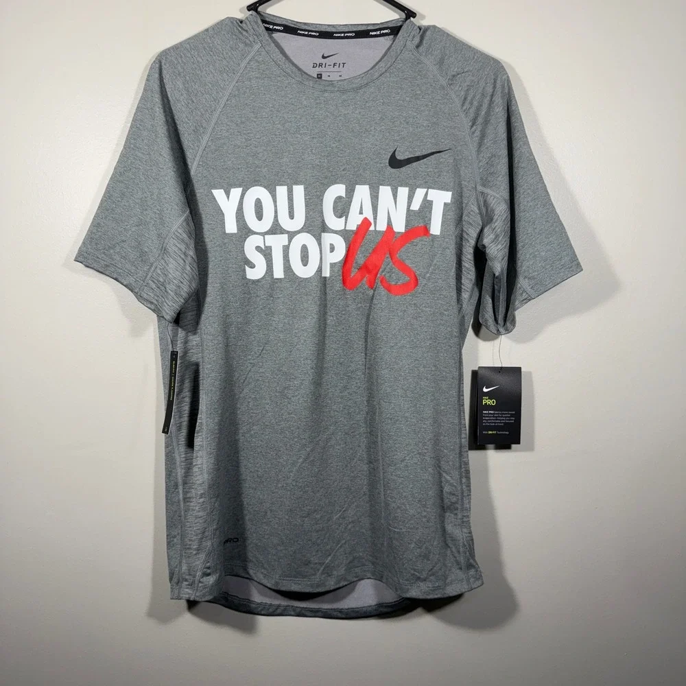 Nike Pro Dri‎ Fit You Can't Stop Us Training Slim Fit T-Shirt Mens Medium